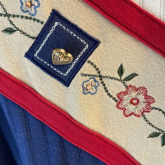 Alfred Dunner Women's Polo Shirt Size L Color Block Floral Striped Knit - Picture 5 of 8